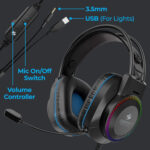 ZEBRONICS Zeb-Jet� Premium Headphone,LED Headband,Suspension Design, 2 mtr 3.5mm+USB Wired Gaming (Black + Blue, On the Ear) - Image 4