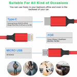 RPMSD Micro USB Cable 2 A 1.2 m 3in1 Multiple USB Data Cable Charging with USB, Type C, Lightning Fast Charging (Compatible with All Android Devices, All Lightning Devices, White, One Cable) - Image 3