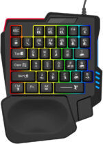 MILLENNIUM TECHNOLOGY One Handed RGB Backlite 35Keys Wired USB Handheld Gaming Keyboard Compatible with Desktop, Laptop, Mac