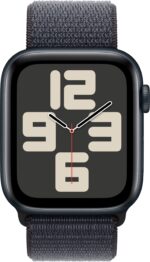Apple Watch SE 2 GPS 44mm (2nd Gen) Midnight Aluminium with Ink Sport Loop (Ink Strap, Free Size)