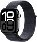 Apple Watch Series 10 GPS 42mm Jet Black Aluminium with Ink Sport Loop (Ink Strap, Free Size)