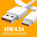 MATSV USB Type C Cable 6.5 A 1 m original SUPER DART|SUPER VOOC|DART Fast Charging Cable 65W (Compatible with Android phones, oppo, realme, narzo, OnePlus, White, One Cable)